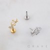 GEM CASCADE CROWN HEART PEAR TEARDROP THREADLESS (PUSH IN) 316L SURGICAL STEEL LABRET SET